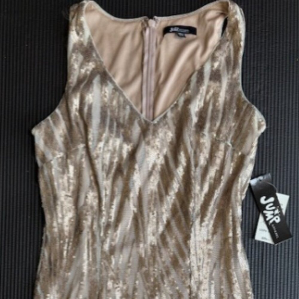 Champagne core social dress sequined tank dress